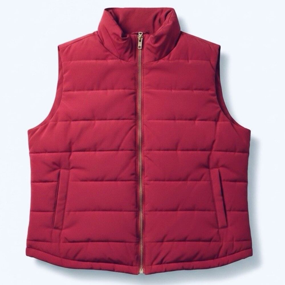 Talbots Womens 2X Magenta Pink Vest Quilted Duck Down Quilted Puffer